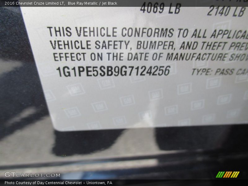 Blue Ray Metallic / Jet Black 2016 Chevrolet Cruze Limited LT