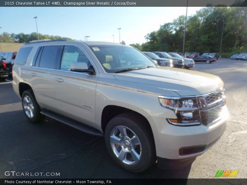 Champagne Silver Metallic / Cocoa/Dune 2015 Chevrolet Tahoe LT 4WD