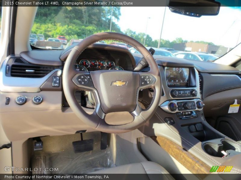 Champagne Silver Metallic / Cocoa/Dune 2015 Chevrolet Tahoe LT 4WD