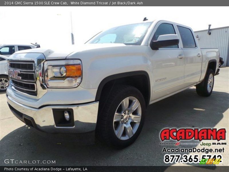White Diamond Tricoat / Jet Black/Dark Ash 2014 GMC Sierra 1500 SLE Crew Cab