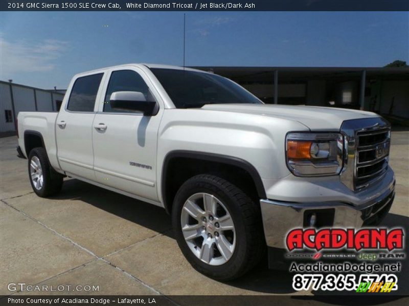 White Diamond Tricoat / Jet Black/Dark Ash 2014 GMC Sierra 1500 SLE Crew Cab