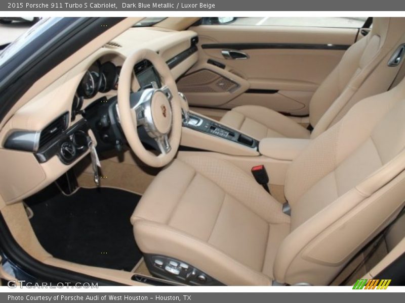 Dark Blue Metallic / Luxor Beige 2015 Porsche 911 Turbo S Cabriolet