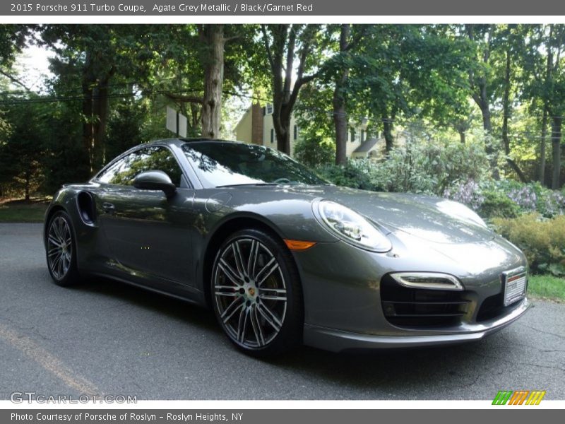 Agate Grey Metallic / Black/Garnet Red 2015 Porsche 911 Turbo Coupe