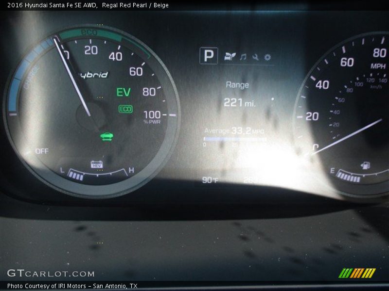 Regal Red Pearl / Beige 2016 Hyundai Santa Fe SE AWD