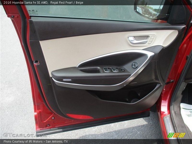 Regal Red Pearl / Beige 2016 Hyundai Santa Fe SE AWD