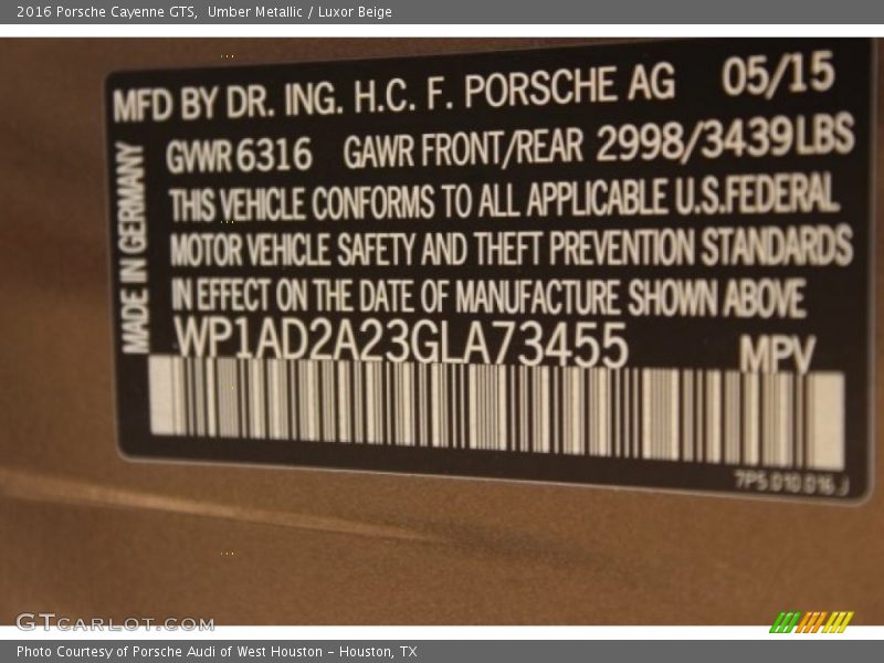 Umber Metallic / Luxor Beige 2016 Porsche Cayenne GTS