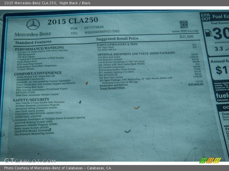 Night Black / Black 2015 Mercedes-Benz CLA 250