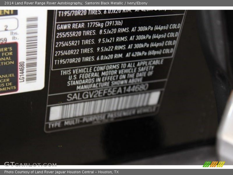Santorini Black Metallic / Ivory/Ebony 2014 Land Rover Range Rover Autobiography