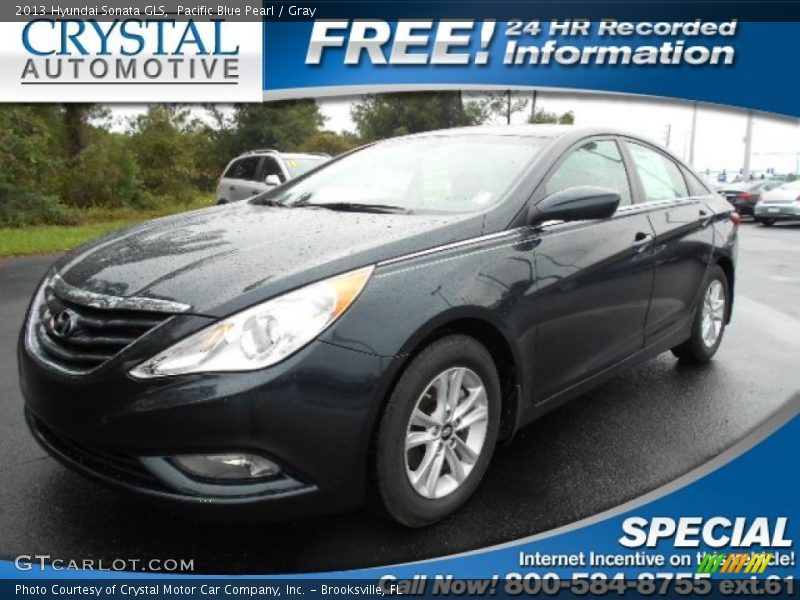 Pacific Blue Pearl / Gray 2013 Hyundai Sonata GLS