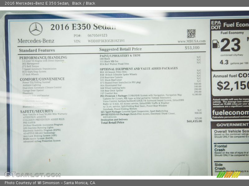 Black / Black 2016 Mercedes-Benz E 350 Sedan