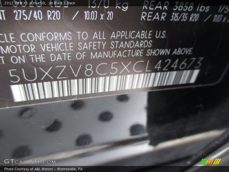 Jet Black / Black 2012 BMW X5 xDrive50i