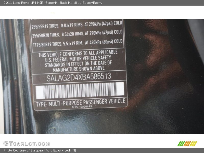 Santorini Black Metallic / Ebony/Ebony 2011 Land Rover LR4 HSE
