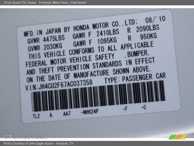 Premium White Pearl / Parchment 2010 Acura TSX Sedan