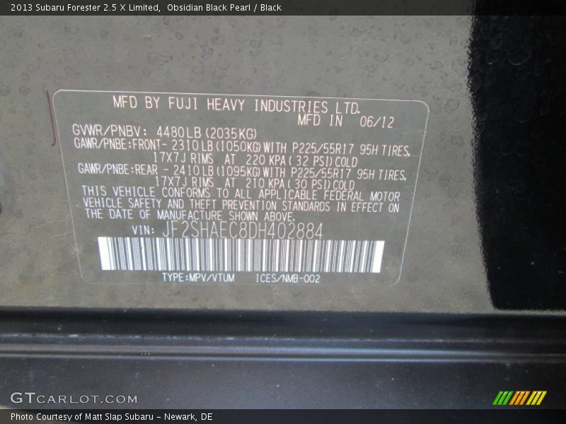 Obsidian Black Pearl / Black 2013 Subaru Forester 2.5 X Limited