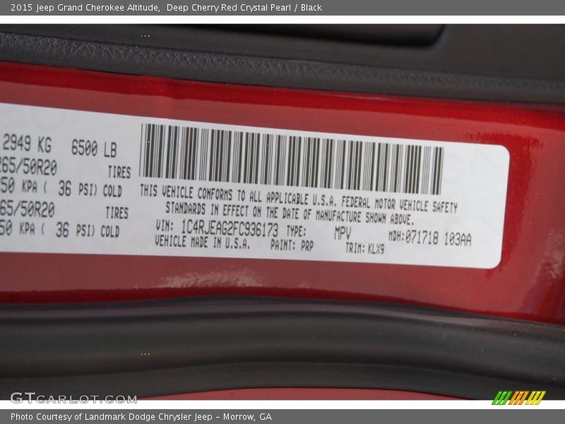 Deep Cherry Red Crystal Pearl / Black 2015 Jeep Grand Cherokee Altitude