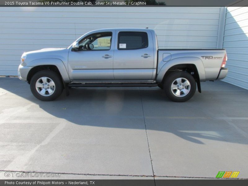 Silver Sky Metallic / Graphite 2015 Toyota Tacoma V6 PreRunner Double Cab