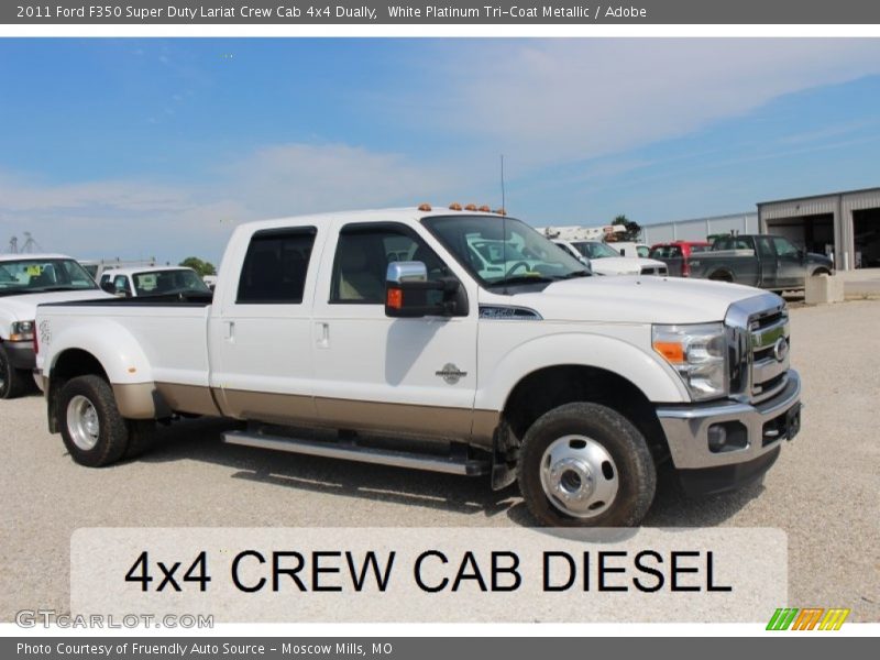 White Platinum Tri-Coat Metallic / Adobe 2011 Ford F350 Super Duty Lariat Crew Cab 4x4 Dually