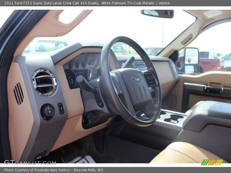 White Platinum Tri-Coat Metallic / Adobe 2011 Ford F350 Super Duty Lariat Crew Cab 4x4 Dually