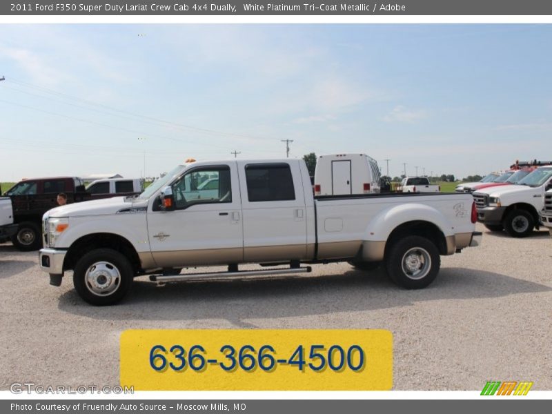 White Platinum Tri-Coat Metallic / Adobe 2011 Ford F350 Super Duty Lariat Crew Cab 4x4 Dually