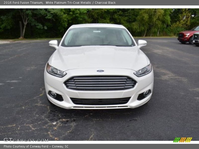 White Platinum Tri-Coat Metallic / Charcoal Black 2016 Ford Fusion Titanium