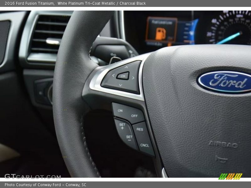 White Platinum Tri-Coat Metallic / Charcoal Black 2016 Ford Fusion Titanium