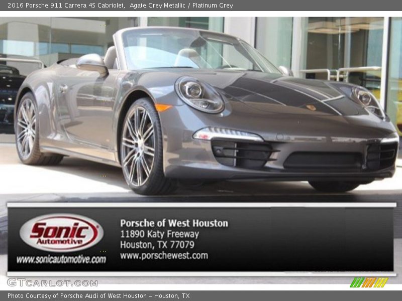 Agate Grey Metallic / Platinum Grey 2016 Porsche 911 Carrera 4S Cabriolet