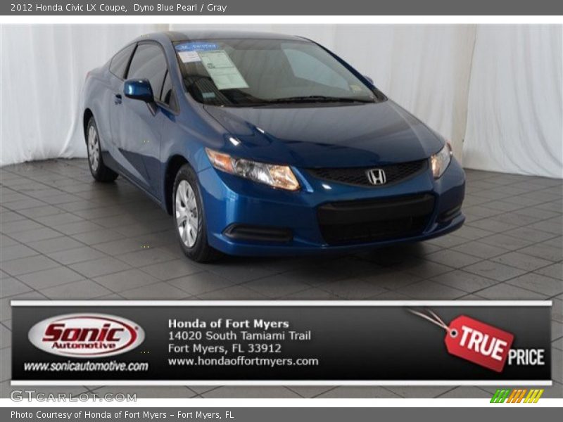 Dyno Blue Pearl / Gray 2012 Honda Civic LX Coupe