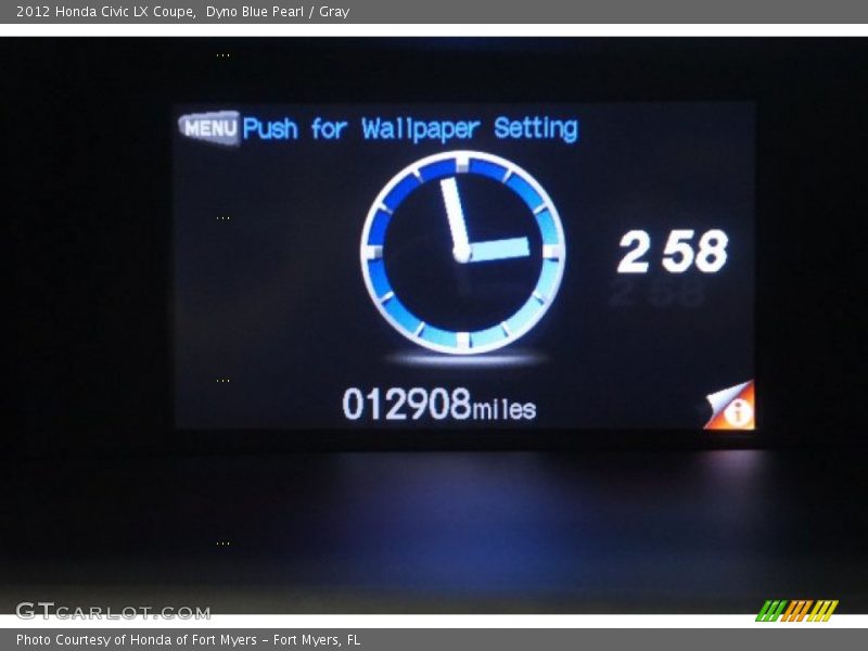 Dyno Blue Pearl / Gray 2012 Honda Civic LX Coupe