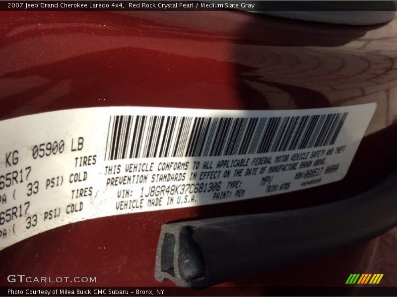 Red Rock Crystal Pearl / Medium Slate Gray 2007 Jeep Grand Cherokee Laredo 4x4