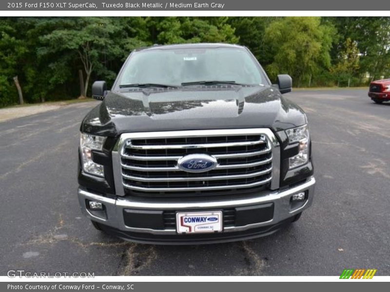 Tuxedo Black Metallic / Medium Earth Gray 2015 Ford F150 XLT SuperCab