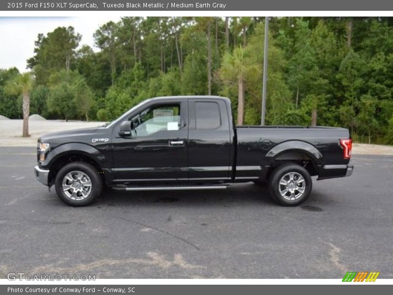 Tuxedo Black Metallic / Medium Earth Gray 2015 Ford F150 XLT SuperCab