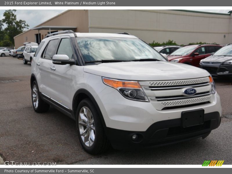 White Platinum / Medium Light Stone 2015 Ford Explorer Limited