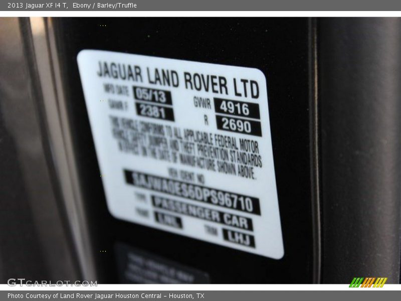 Ebony / Barley/Truffle 2013 Jaguar XF I4 T