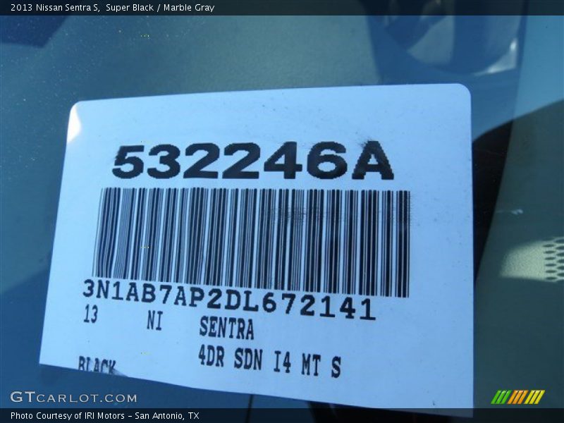 Super Black / Marble Gray 2013 Nissan Sentra S