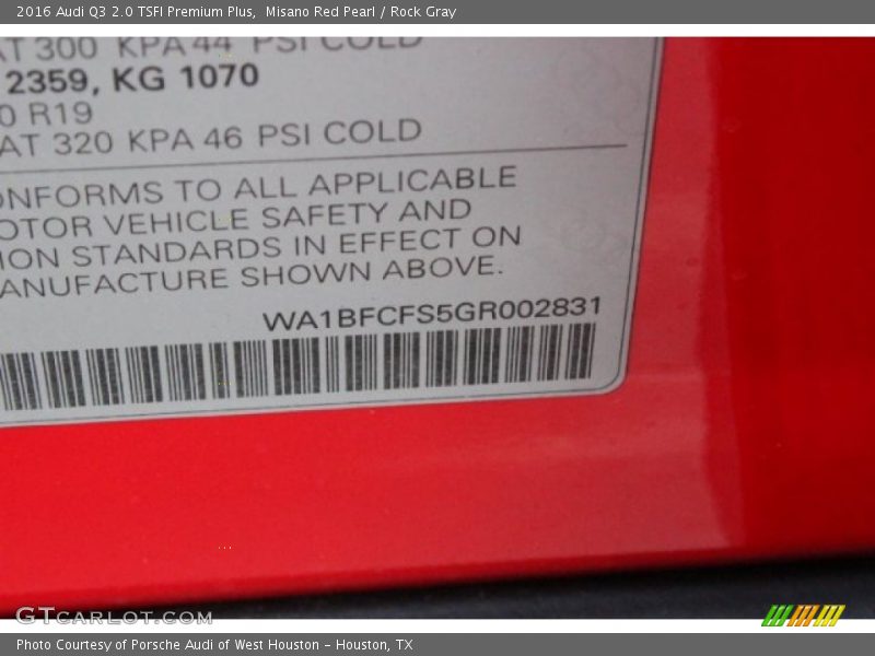 Misano Red Pearl / Rock Gray 2016 Audi Q3 2.0 TSFI Premium Plus