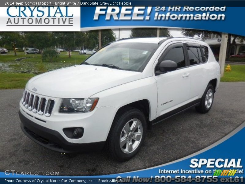 Bright White / Dark Slate Gray/Light Pebble 2014 Jeep Compass Sport