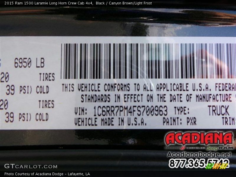 Black / Canyon Brown/Light Frost 2015 Ram 1500 Laramie Long Horn Crew Cab 4x4