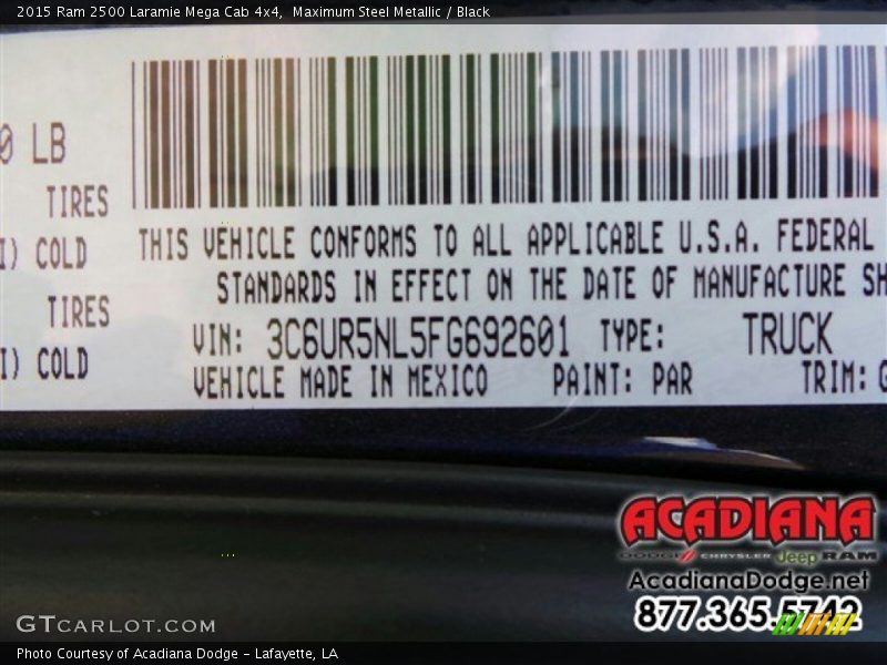Maximum Steel Metallic / Black 2015 Ram 2500 Laramie Mega Cab 4x4