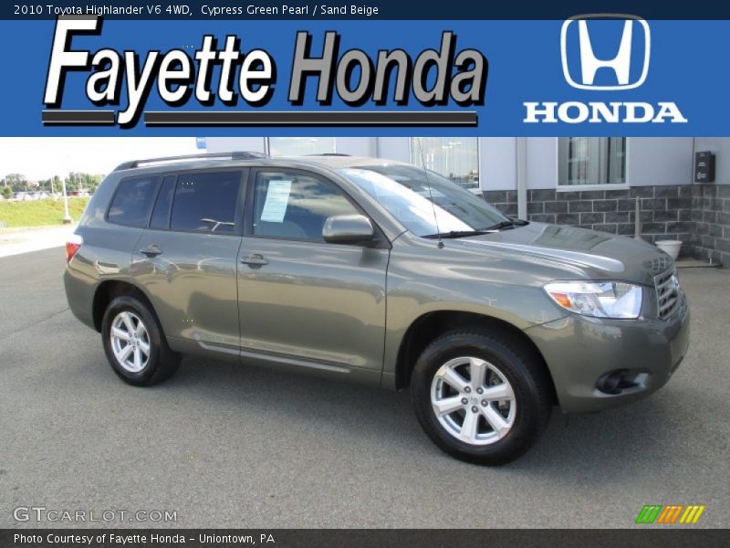 Cypress Green Pearl / Sand Beige 2010 Toyota Highlander V6 4WD