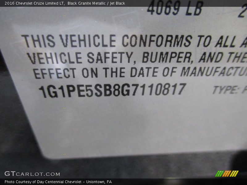 Black Granite Metallic / Jet Black 2016 Chevrolet Cruze Limited LT