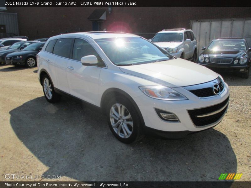 Crystal White Pearl Mica / Sand 2011 Mazda CX-9 Grand Touring AWD