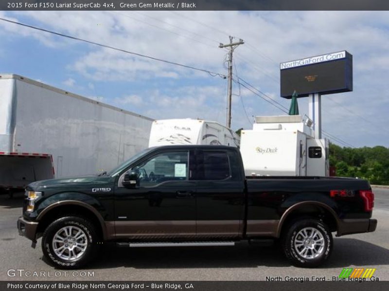 Green Gem Metallic / Black 2015 Ford F150 Lariat SuperCab 4x4