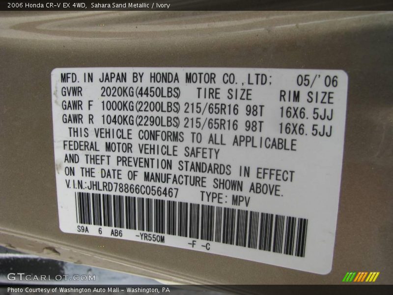 Sahara Sand Metallic / Ivory 2006 Honda CR-V EX 4WD