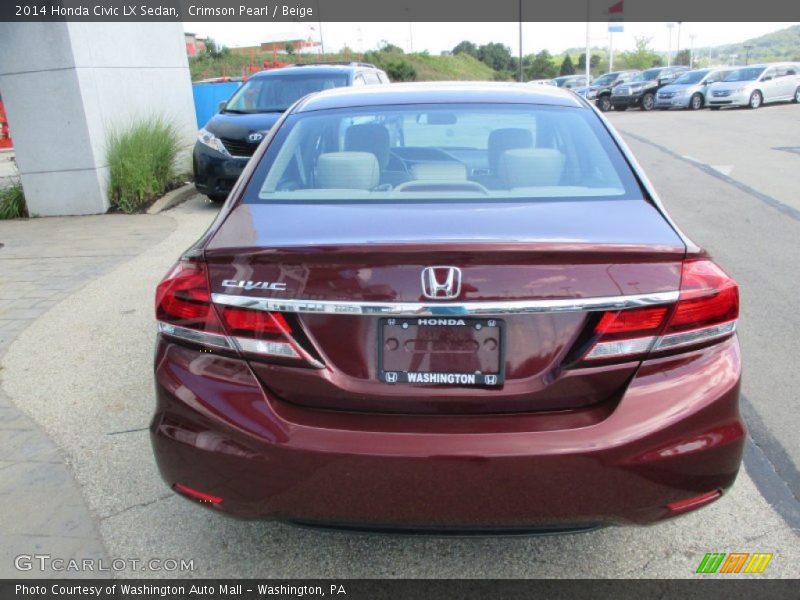 Crimson Pearl / Beige 2014 Honda Civic LX Sedan