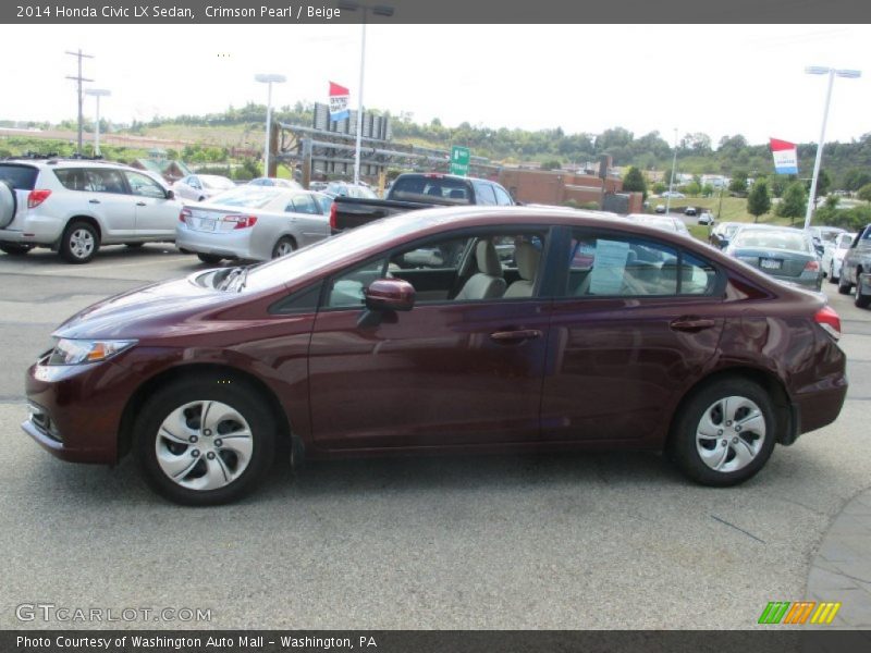 Crimson Pearl / Beige 2014 Honda Civic LX Sedan