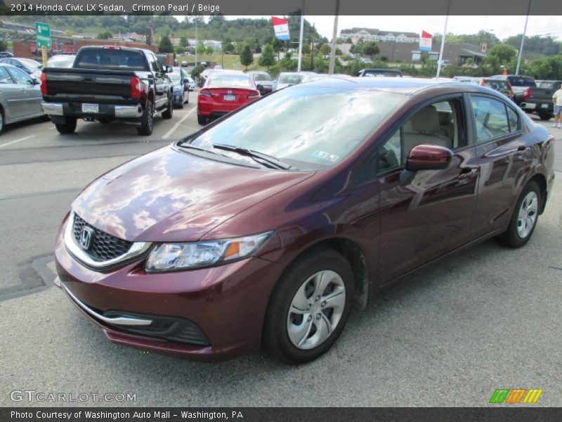 Crimson Pearl / Beige 2014 Honda Civic LX Sedan