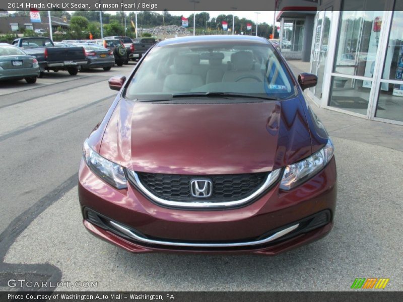 Crimson Pearl / Beige 2014 Honda Civic LX Sedan