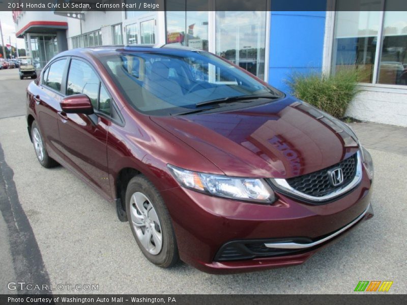 Crimson Pearl / Beige 2014 Honda Civic LX Sedan