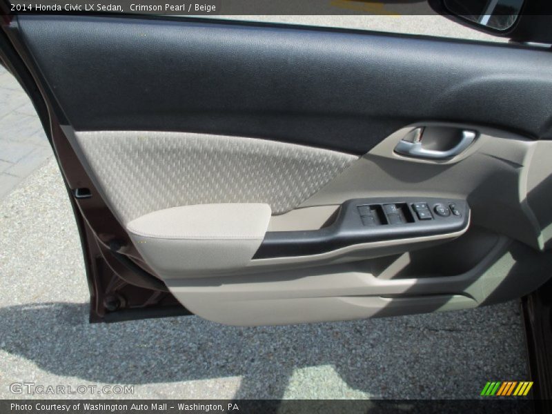 Crimson Pearl / Beige 2014 Honda Civic LX Sedan