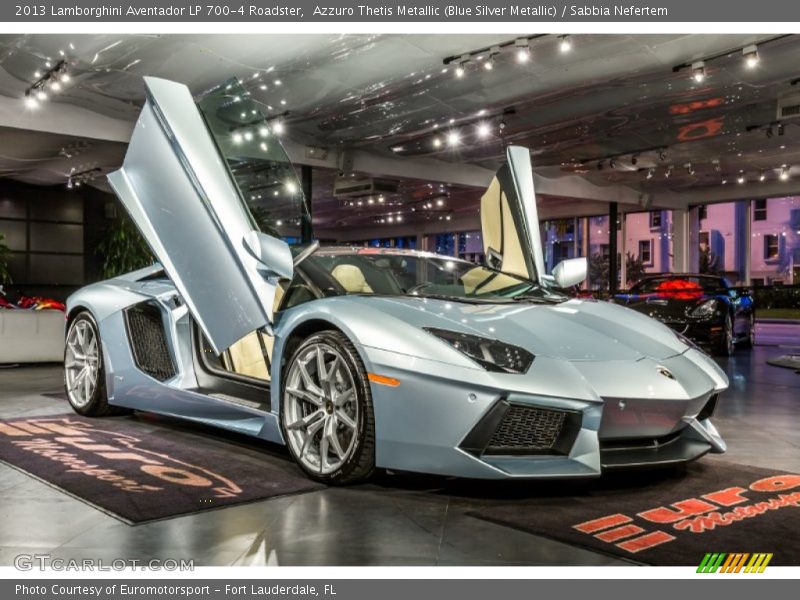 Azzuro Thetis Metallic (Blue Silver Metallic) / Sabbia Nefertem 2013 Lamborghini Aventador LP 700-4 Roadster